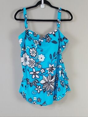 Maxine Of Hollywood Floral One Piece Skirt Bathing Suit Plus Size 22 W Swimsuit
